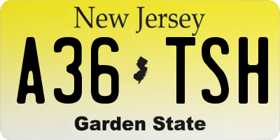 NJ license plate A36TSH