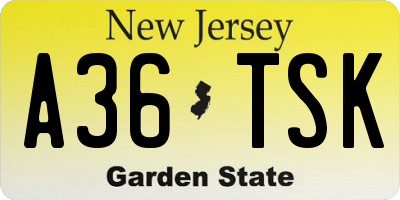 NJ license plate A36TSK