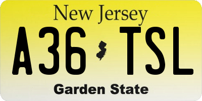 NJ license plate A36TSL