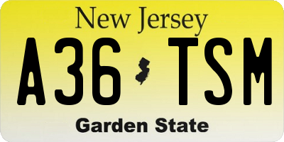 NJ license plate A36TSM