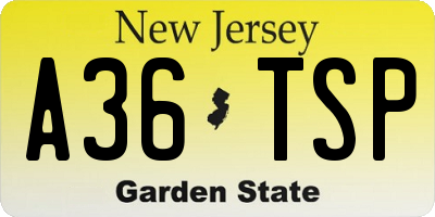 NJ license plate A36TSP
