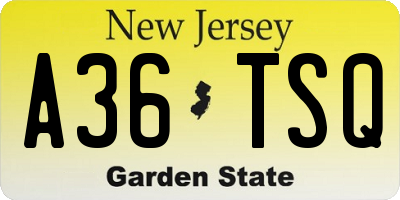 NJ license plate A36TSQ