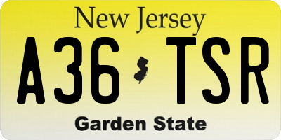 NJ license plate A36TSR