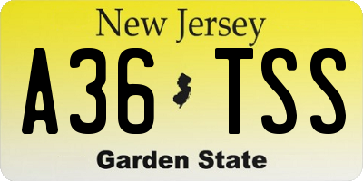 NJ license plate A36TSS