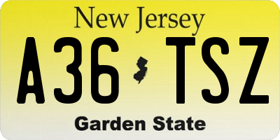 NJ license plate A36TSZ