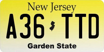 NJ license plate A36TTD