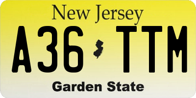 NJ license plate A36TTM