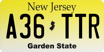 NJ license plate A36TTR