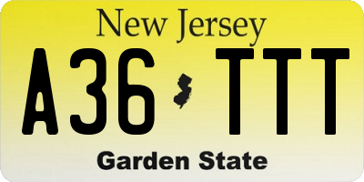 NJ license plate A36TTT