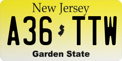 NJ license plate A36TTW