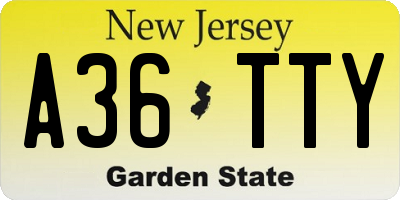 NJ license plate A36TTY