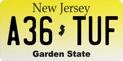 NJ license plate A36TUF