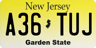 NJ license plate A36TUJ
