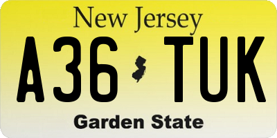 NJ license plate A36TUK