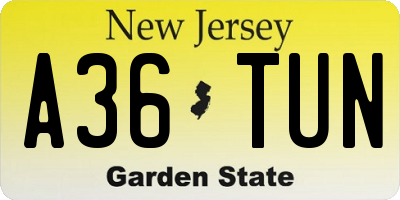 NJ license plate A36TUN
