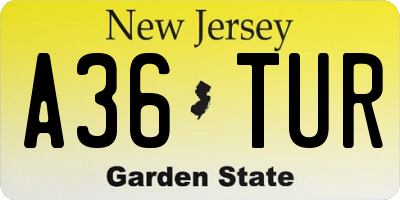 NJ license plate A36TUR