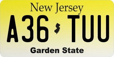NJ license plate A36TUU