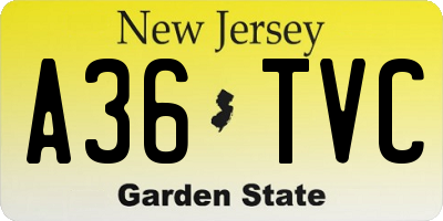 NJ license plate A36TVC