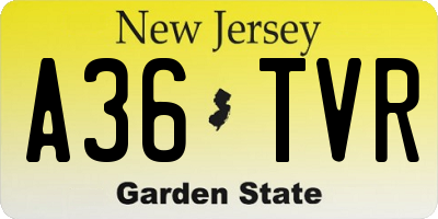 NJ license plate A36TVR