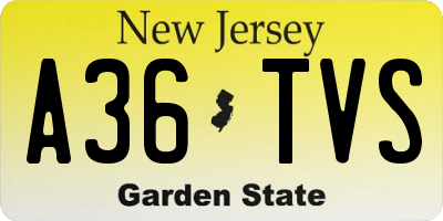 NJ license plate A36TVS