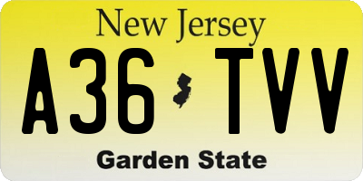 NJ license plate A36TVV