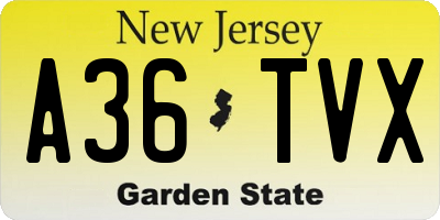 NJ license plate A36TVX