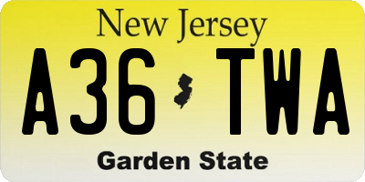 NJ license plate A36TWA
