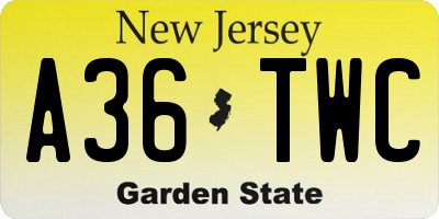 NJ license plate A36TWC