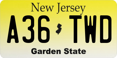 NJ license plate A36TWD