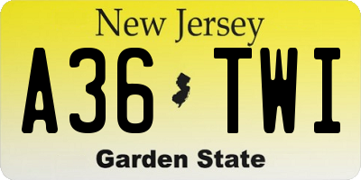 NJ license plate A36TWI