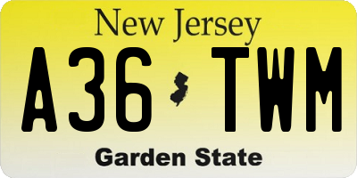 NJ license plate A36TWM