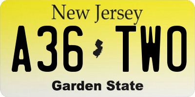 NJ license plate A36TWO