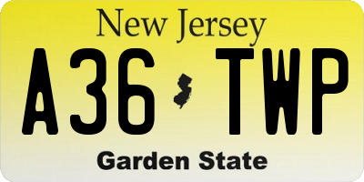 NJ license plate A36TWP