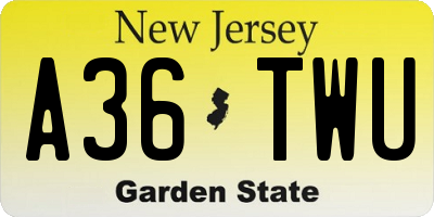 NJ license plate A36TWU