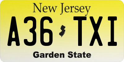 NJ license plate A36TXI