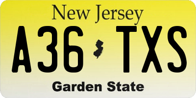 NJ license plate A36TXS
