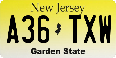 NJ license plate A36TXW