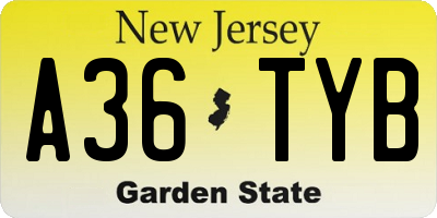 NJ license plate A36TYB