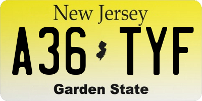 NJ license plate A36TYF