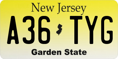 NJ license plate A36TYG
