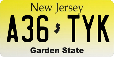 NJ license plate A36TYK