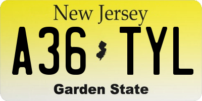NJ license plate A36TYL