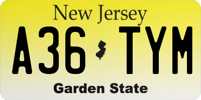 NJ license plate A36TYM