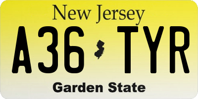 NJ license plate A36TYR