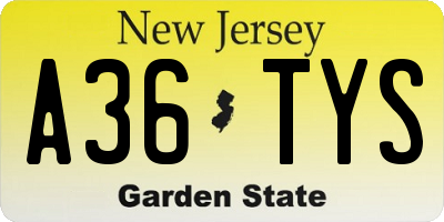 NJ license plate A36TYS
