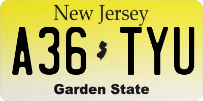 NJ license plate A36TYU