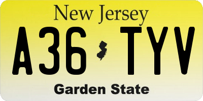 NJ license plate A36TYV