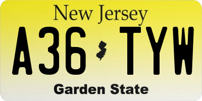 NJ license plate A36TYW