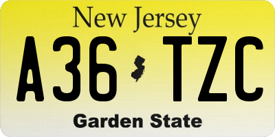 NJ license plate A36TZC