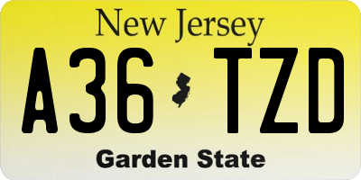 NJ license plate A36TZD